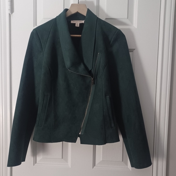 Philosophy Republic Clothing Faux Suede Zip Side Motto Tailored Jacket Sz SP - Picture 2 of 7